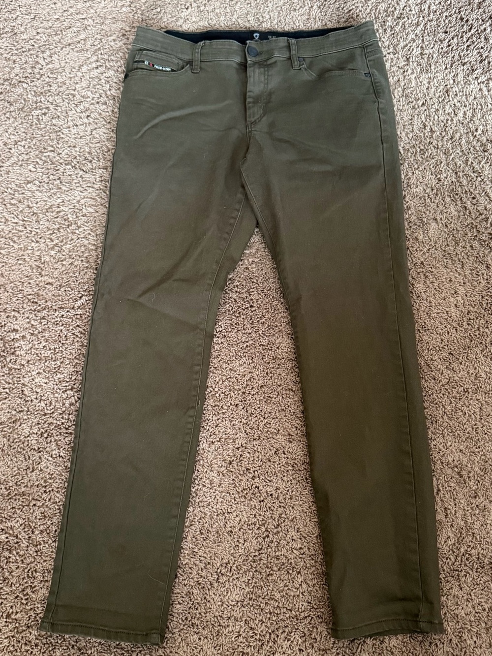 Fried Denim Men's Olive Green Slim Fit Pants
